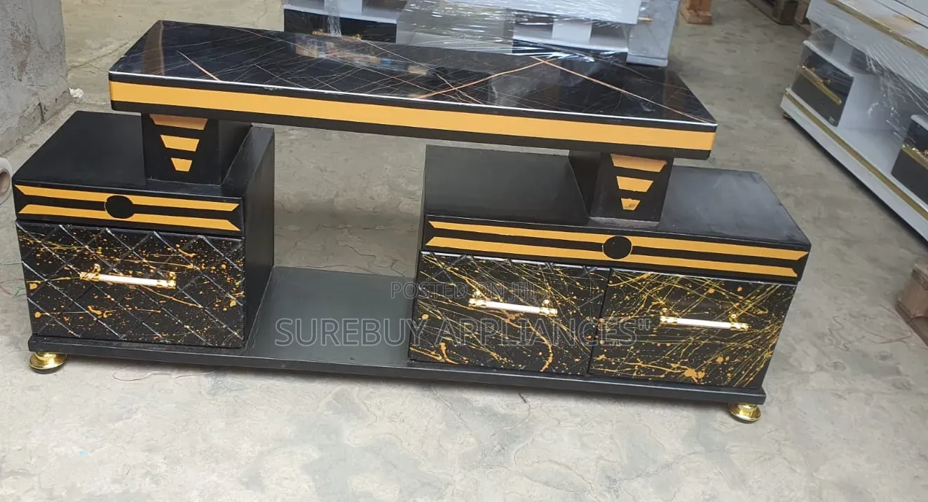 Modern Black Gold Executive Tv Stand