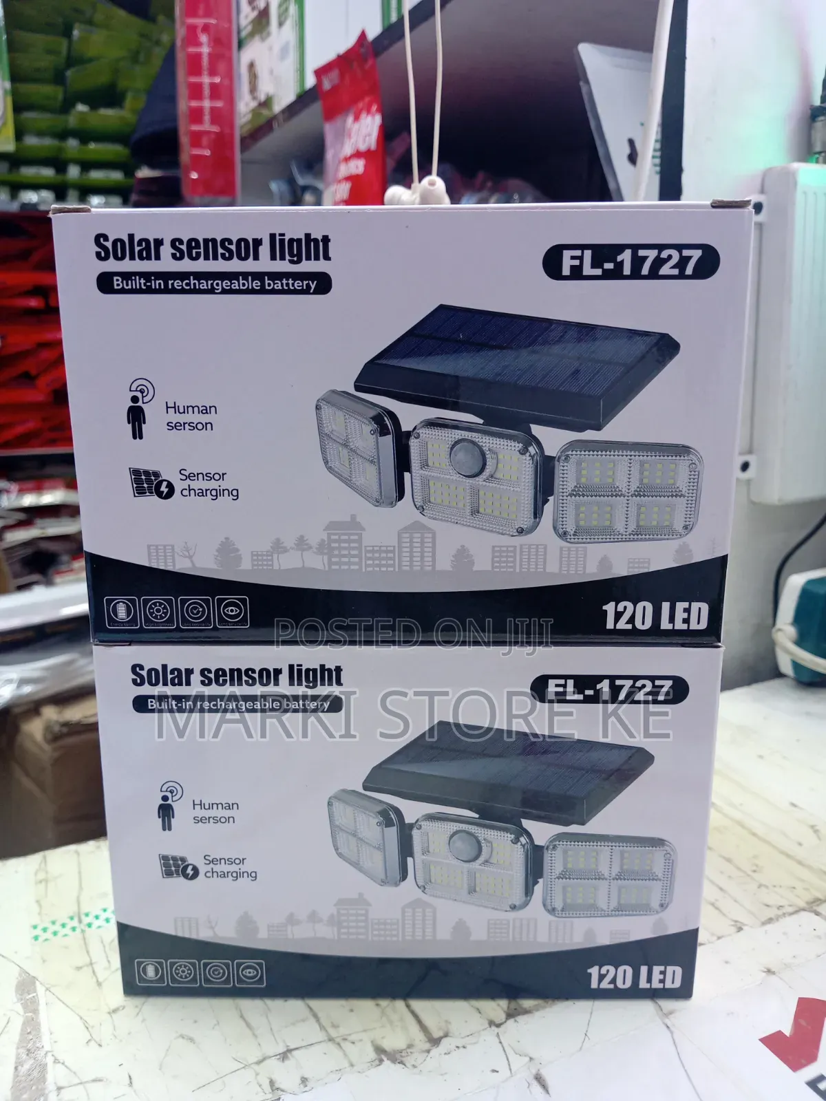 Solar Motion Sensor With Three Adjustable Head Lights