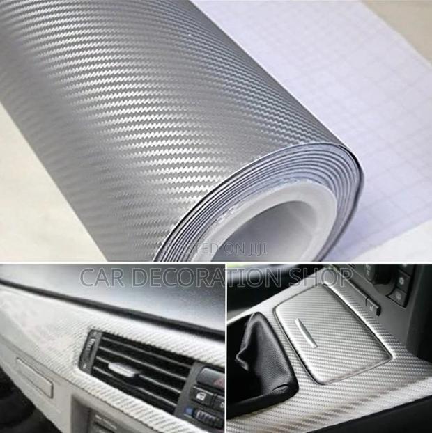 Car Interior Dashboard,Console Textured Carbon Silver Decoration Wrap - main view