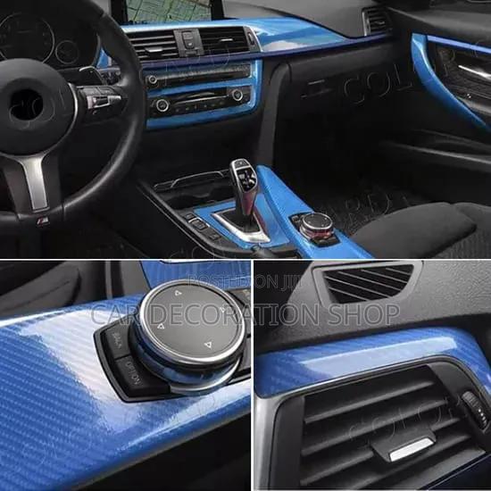 Carbon Blue Finish Vinyl Wrap for Car Interior Decoration