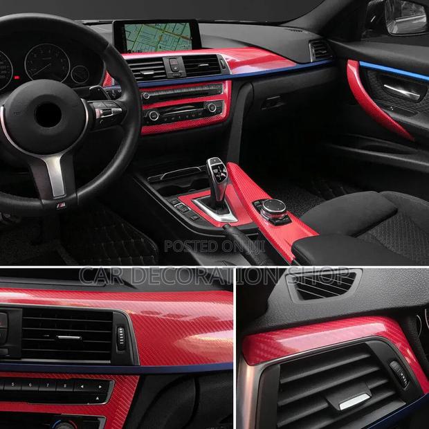 Waterproof , Scratch Resistant Car Interior Carbon_red Vinyl Wrap 1mtr