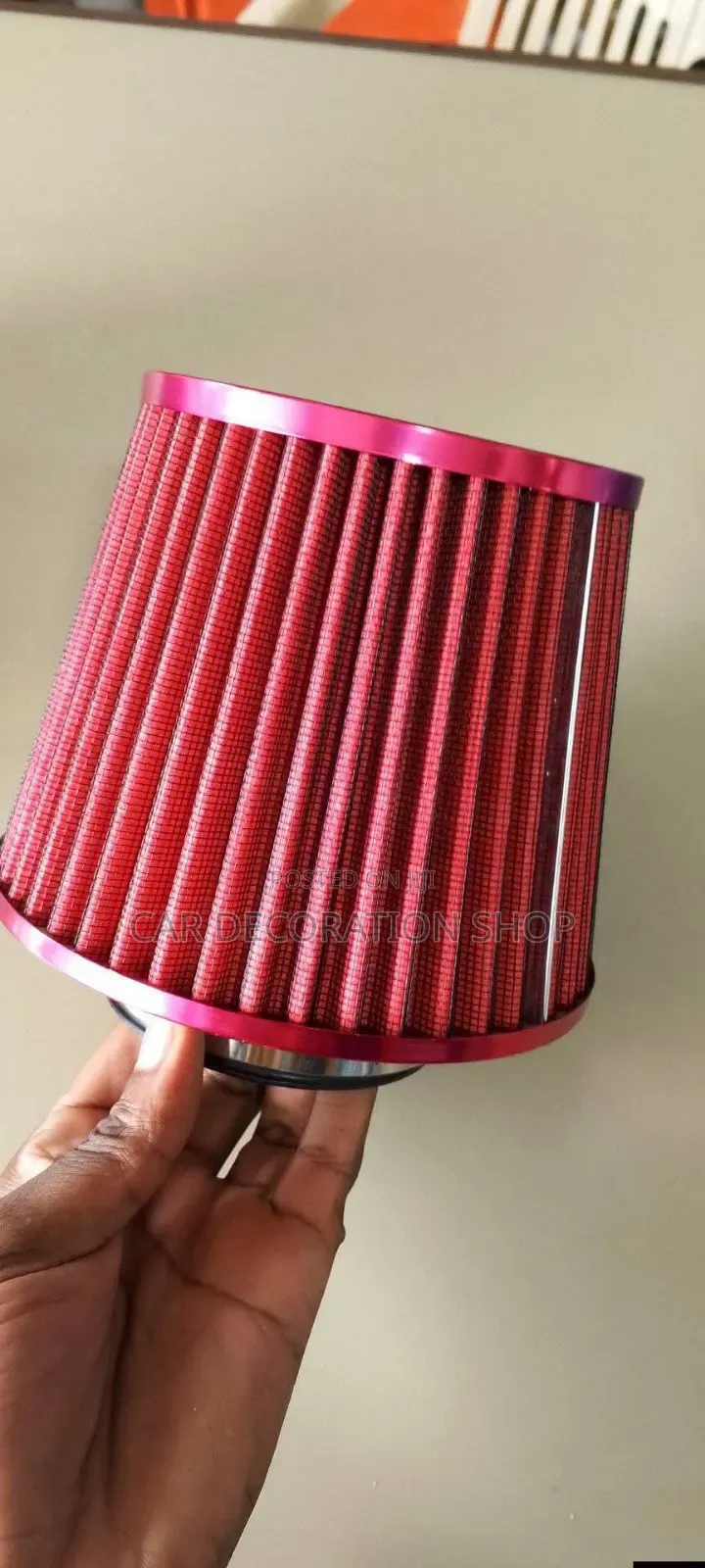 76mm Red Car Air Filter Cone Shaped With Secure Stainless Steel Clamp