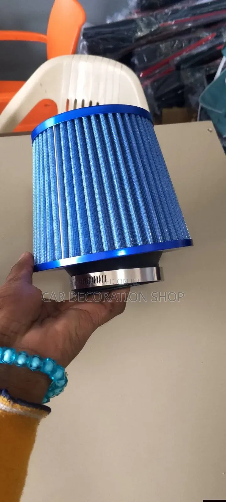 Reusable Car 3inch Blue Cone Air Filter Intake