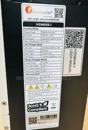 Felicity 6000 Watts - 48v Hybrid MPPT 120a Controller - 500v