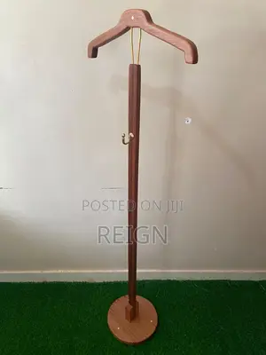 Executive Mahogany Trench Coat/Suit Hanger With Accessories Hock