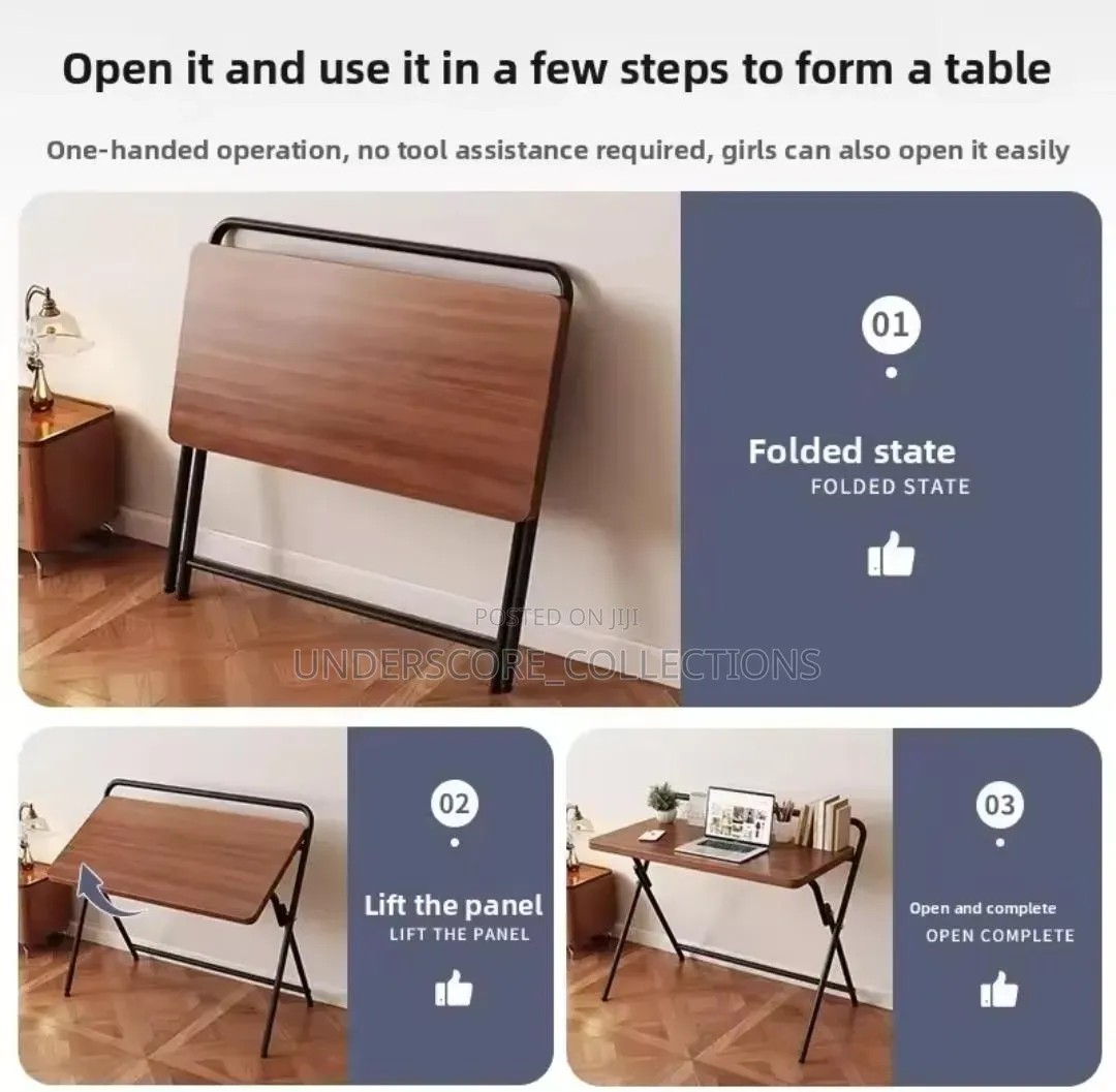 Portable Folding Table,Home Large Office Table With Metal Frame