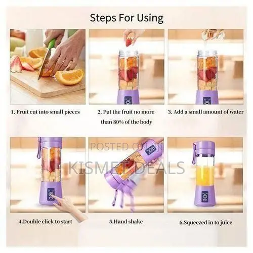 Portable Blender Juicer USB Rechargeable Lightweight Travel-Friendly