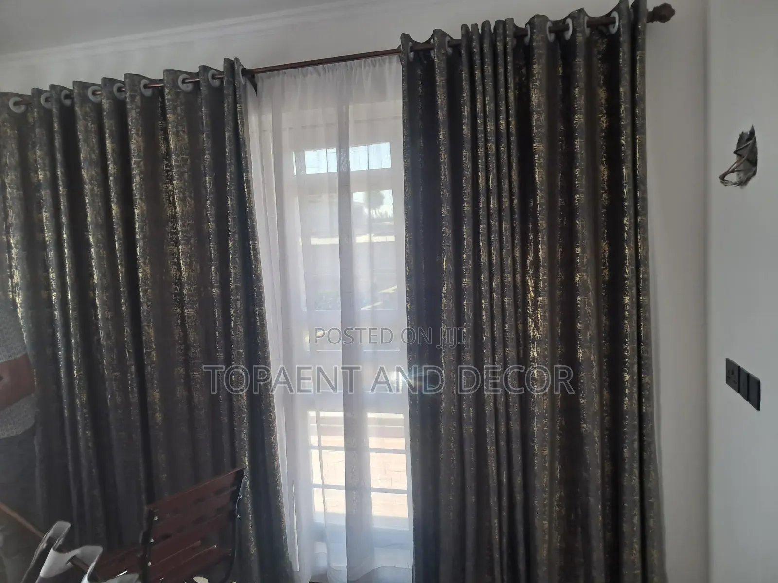 Gold Patterns Grey Curtains