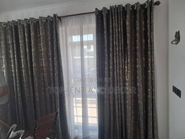 Gold Patterns Grey Curtains