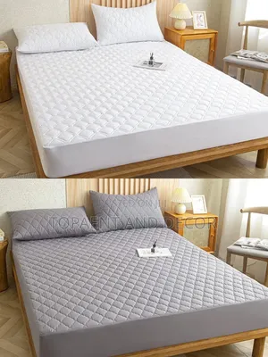 Fitted Grey and White Waterproof Mattress Protector
