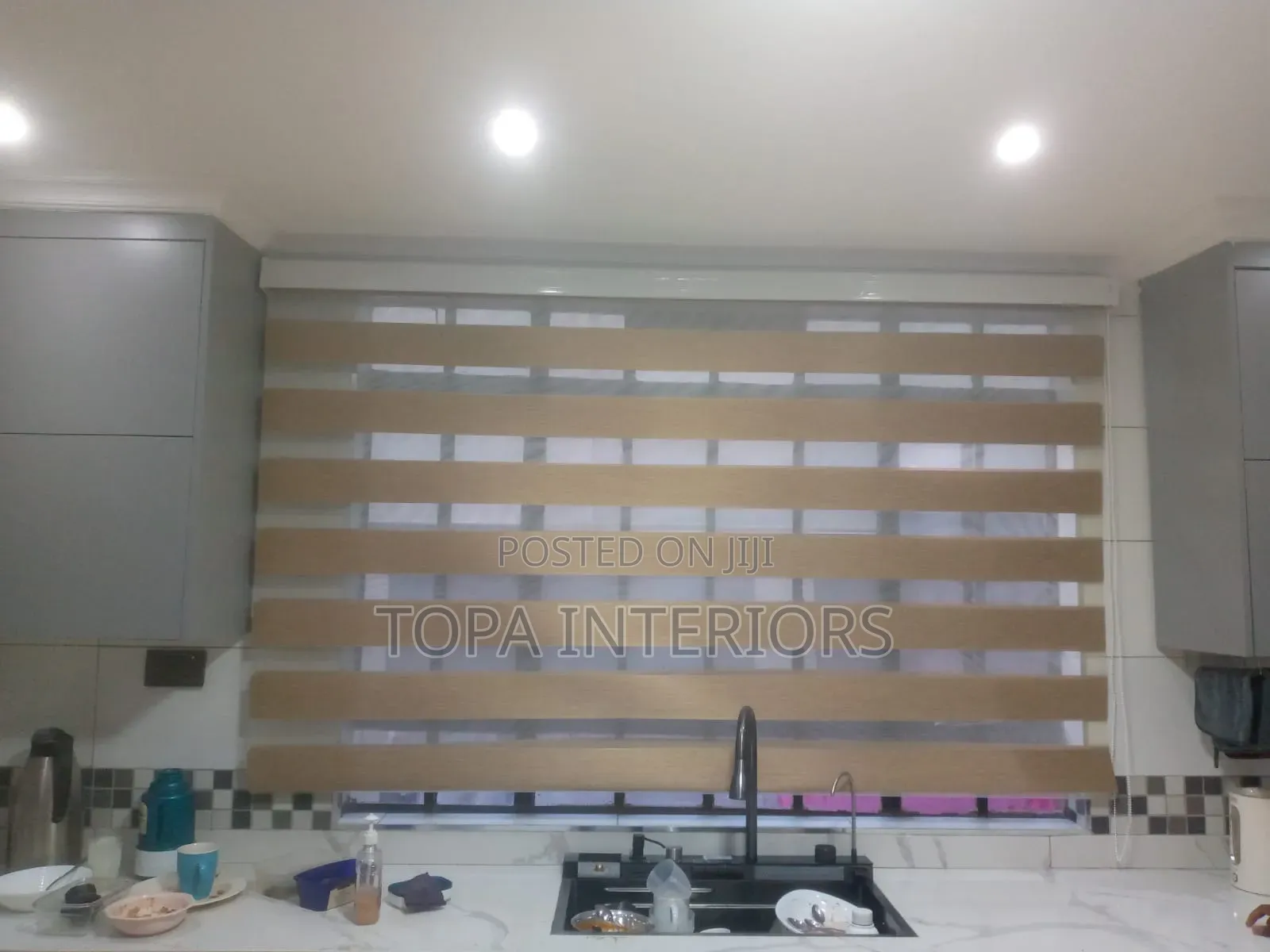 Beige Elegant Kitchen Window Roller Blinds