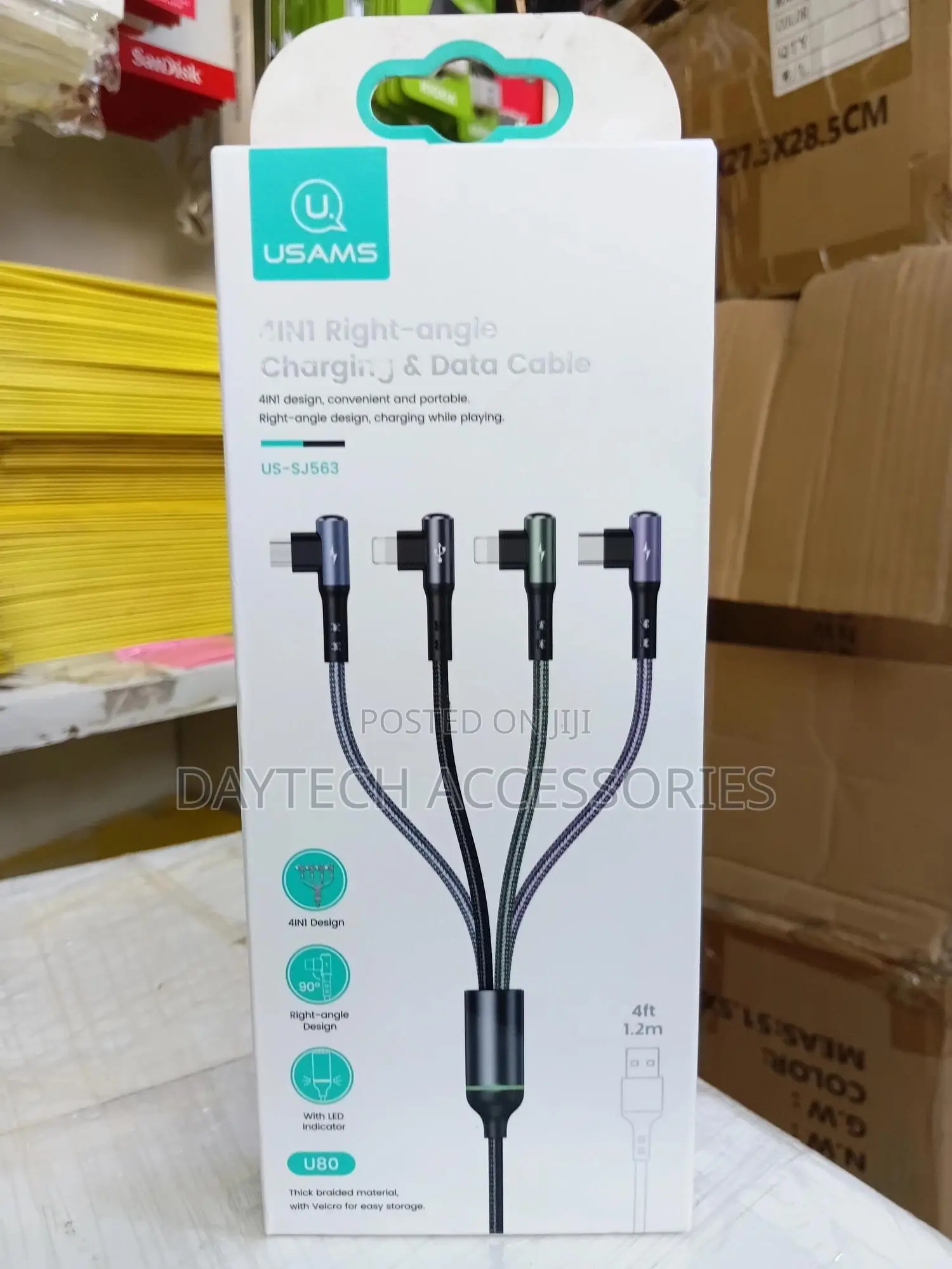 Usams U80 (Model Us-Sj563) 4-in-1 Right-Angle Charging Data Cable