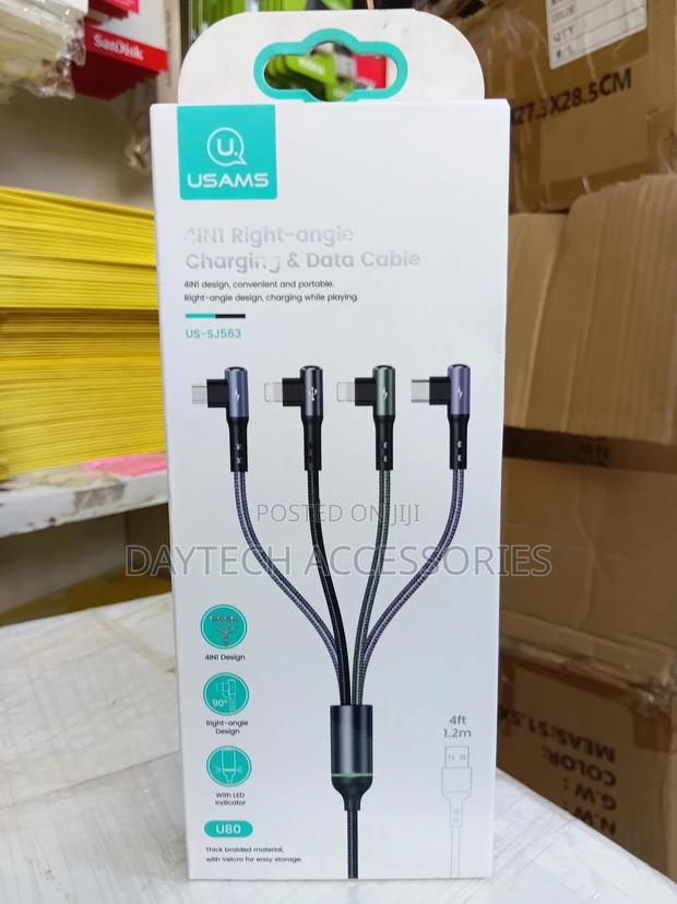 Usams U80 (Model Us-Sj563) 4-in-1 Right-Angle Charging Data Cable - thumbnail 2