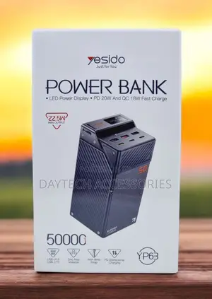 The Yesido Yp63 High-Capacity 50,000mah Power Bank.