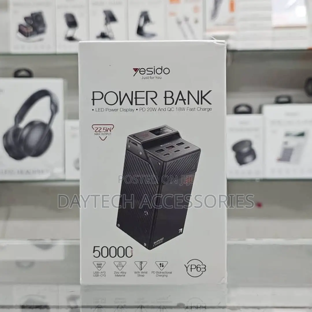 The Yesido Yp63 High-Capacity 50,000mah Power Bank.