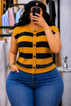 Stripped Sleeveless Sweater Tops