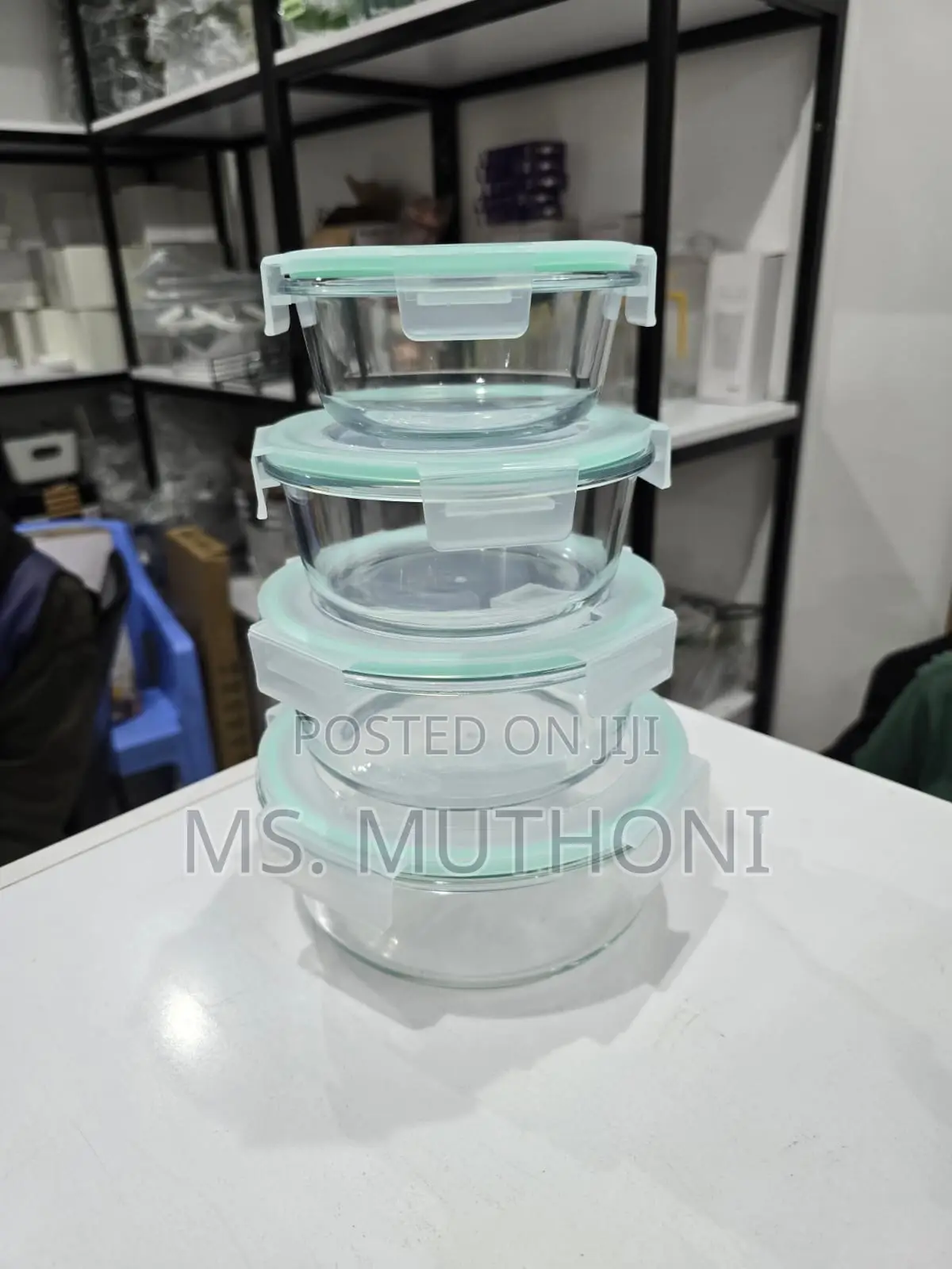 4 PCS Round Glass Food / Refrigeration / Storage Container Set