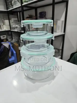 4 PCS Round Glass Food / Refrigeration / Storage Container Set