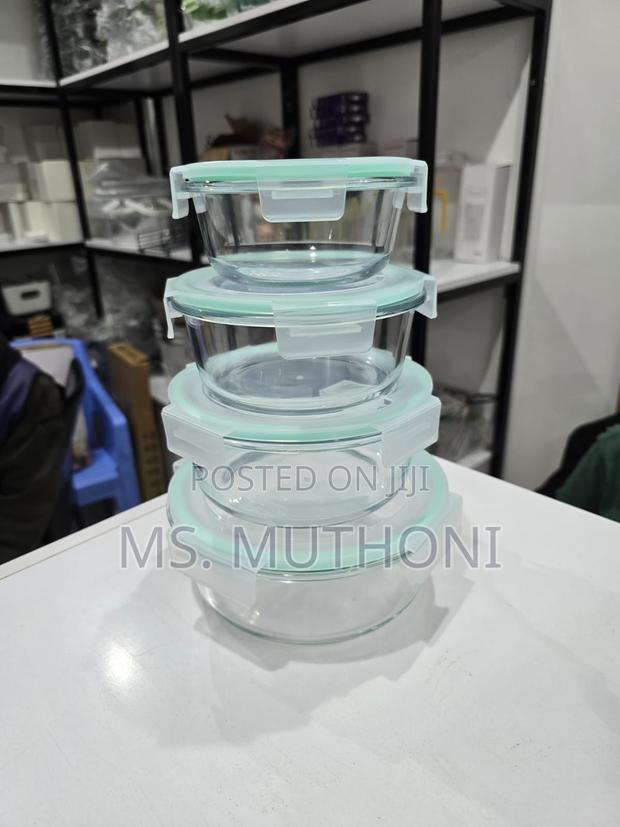 4 PCS Round Glass Food / Refrigeration / Storage Container Set - thumbnail 2