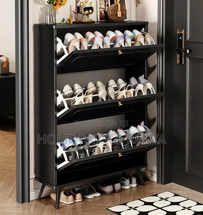 Shoe Rack: Ultra-Thin Flip Bucket Shoe Cabinet