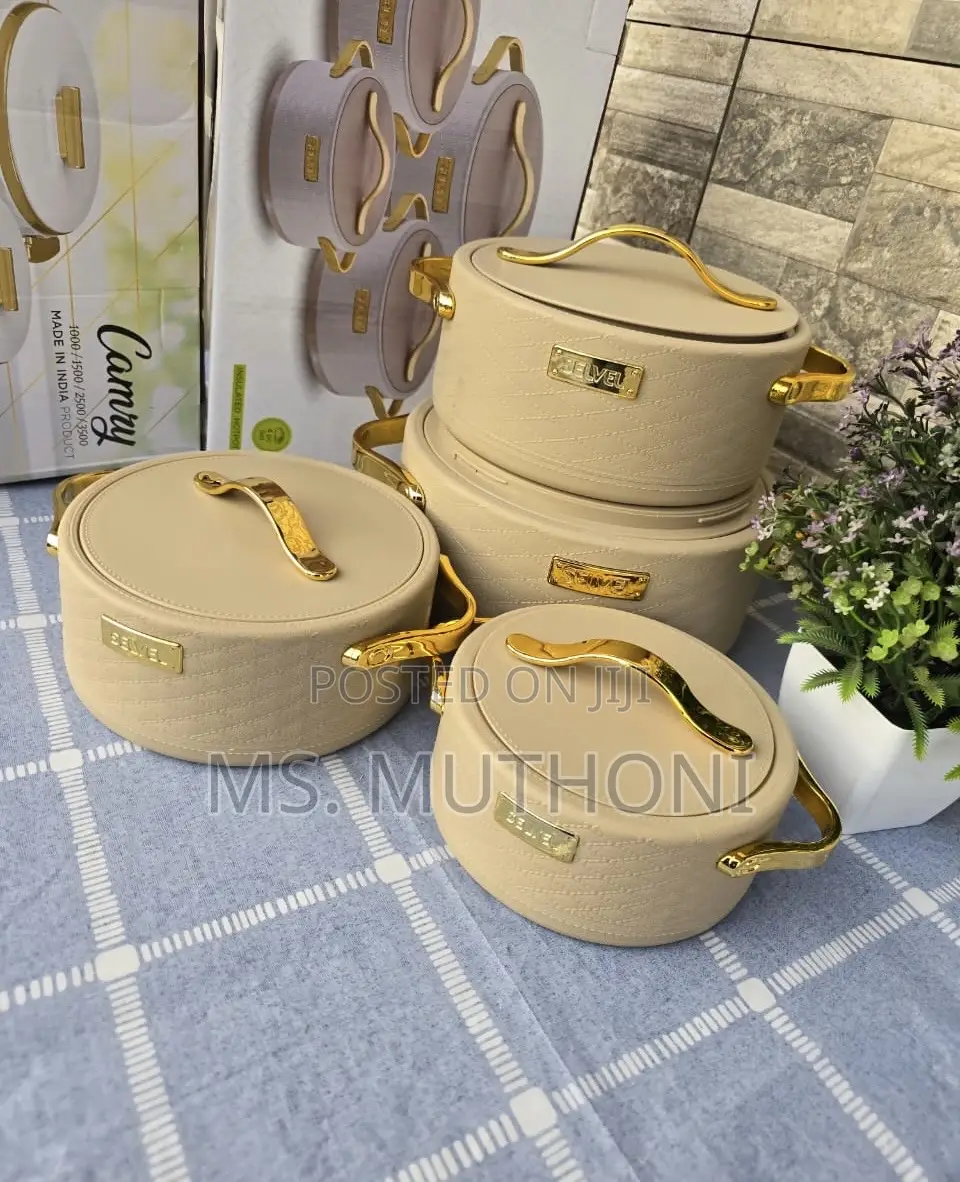 *Set of 4 Quited Gold-Colored Handles Hot-Pots*