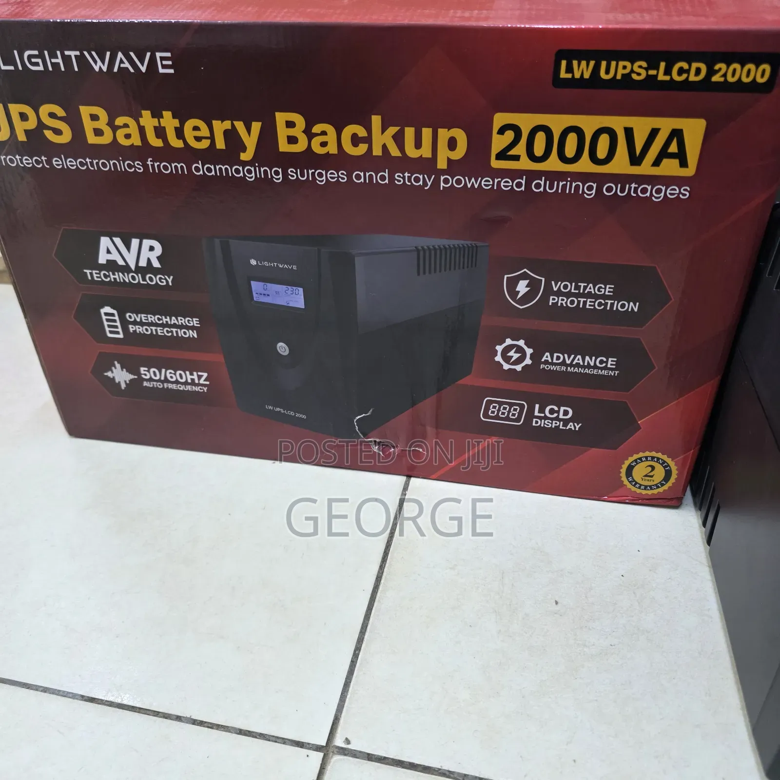 Lightwave 2000va Ups With LCD Display Pure Sine Wave Backup