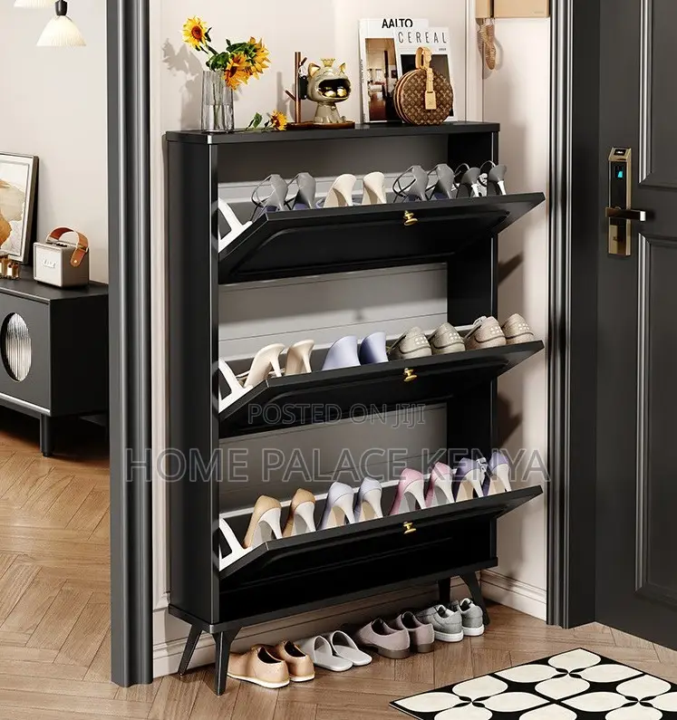 Shoe Rack: Ultra-Thin Flip Bucket Shoe Cabinet