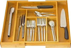 Multifunctional Bamboo Drawer Organizer
