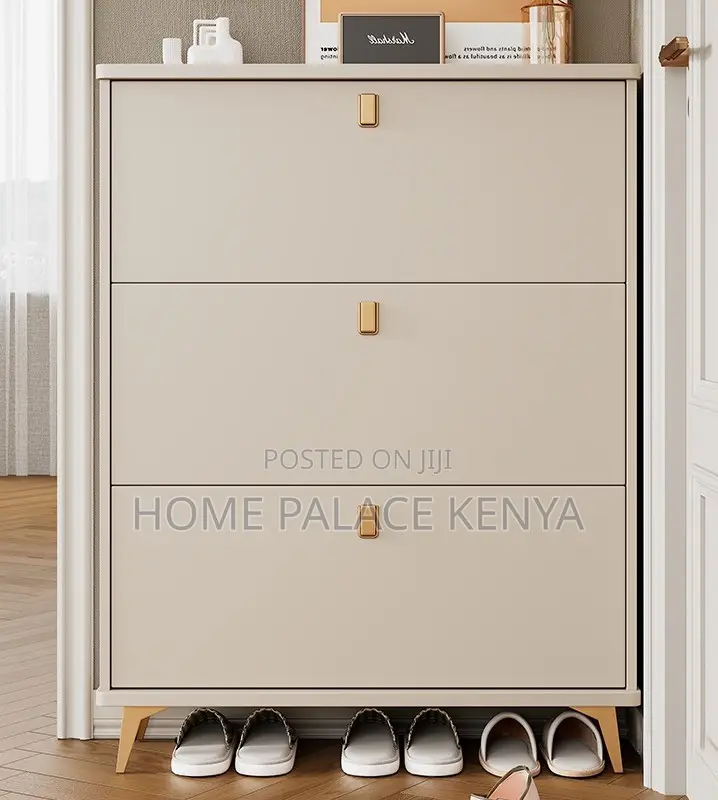 Shoe Rack: Solid Wood Flip Bucket Shoe Storage Cabinet