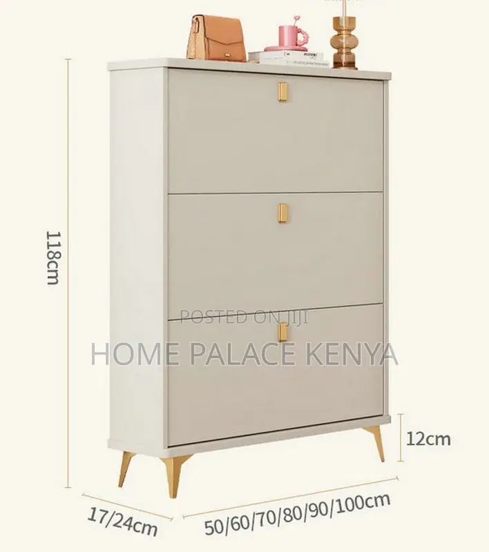 Shoe Rack: Solid Wood Flip Bucket Shoe Storage Cabinet