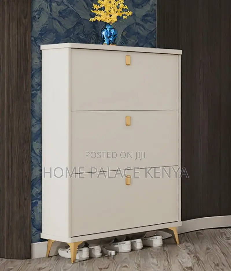 Shoe Rack: Solid Wood Flip Bucket Shoe Storage Cabinet