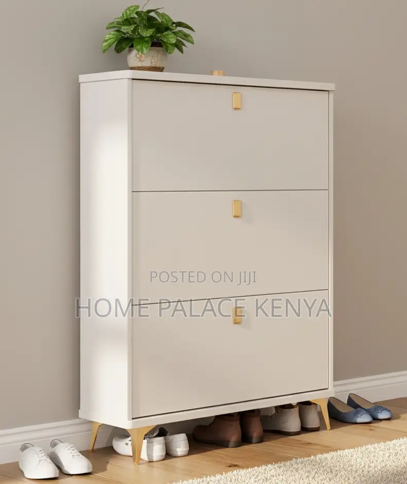 Shoe Rack: Solid Wood Flip Bucket Shoe Storage Cabinet