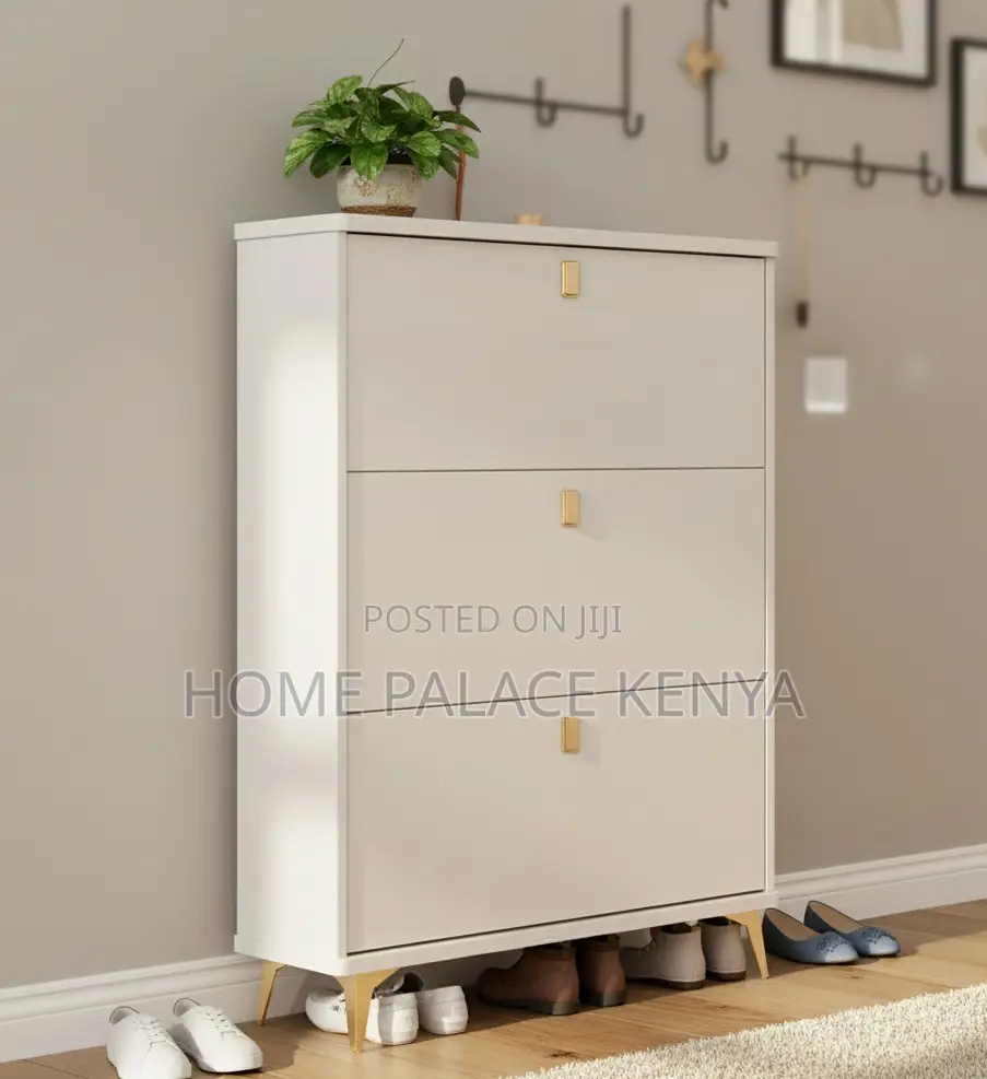 Shoe Rack: Solid Wood Flip Bucket Shoe Storage Cabinet