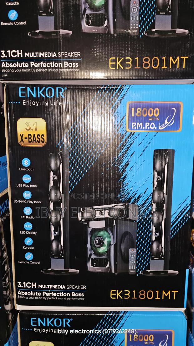 Enkor 18000watts 3.1ch Powerful Multimedia Speakers(Ek31801mt).