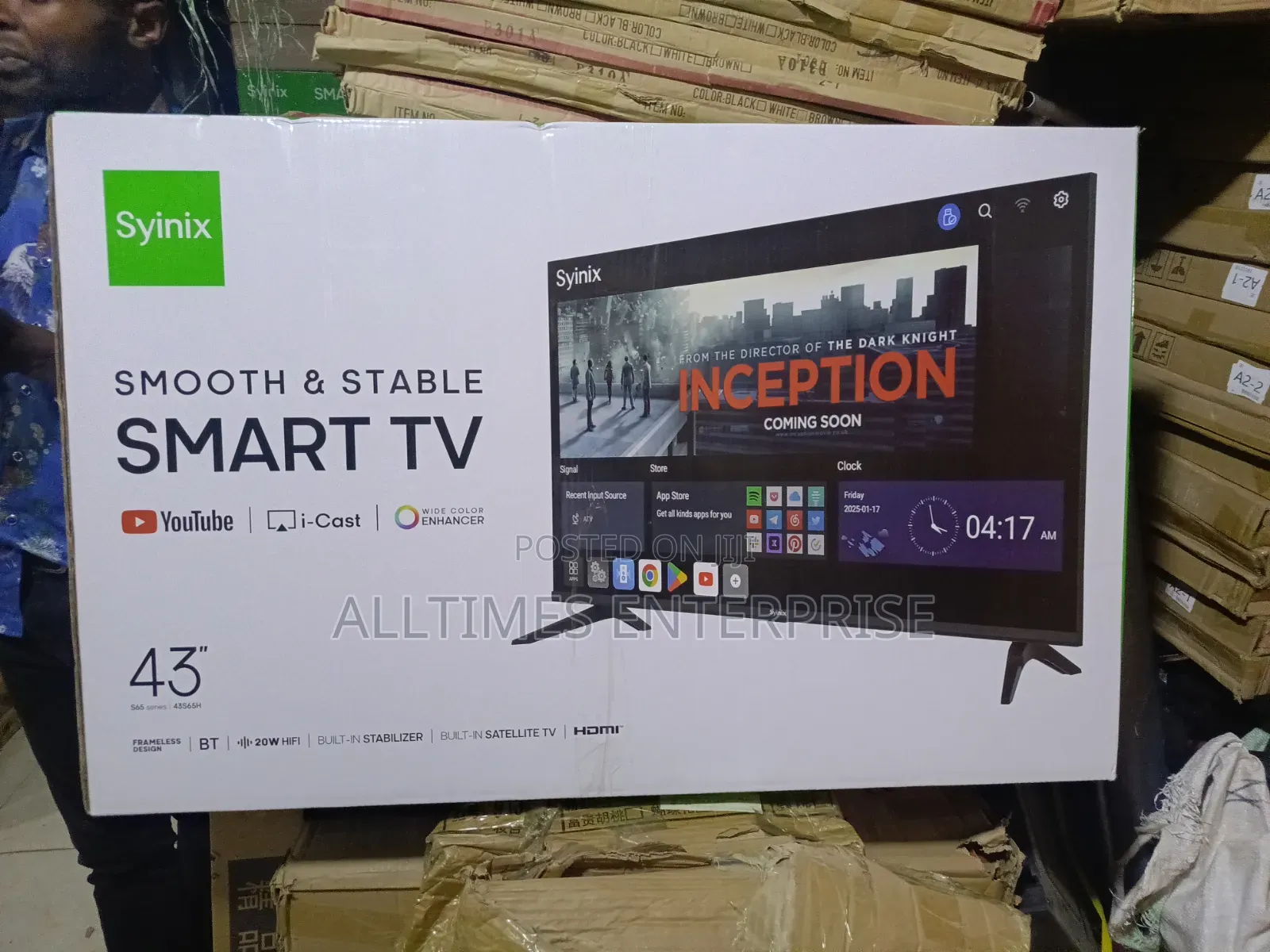Syinix 43 Inches Smart Android Frameless Bluetooth Youtube Netflix