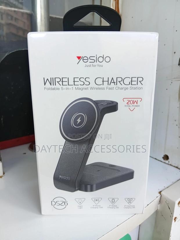 Yesido Ds26 4-in-1 Foldable Magnetic Wireless Charging Station - Black - thumbnail 2