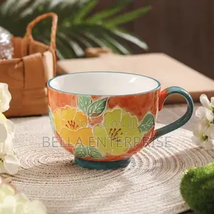 Hand Painted Embossed Flower Mugs at 700 Per Pc