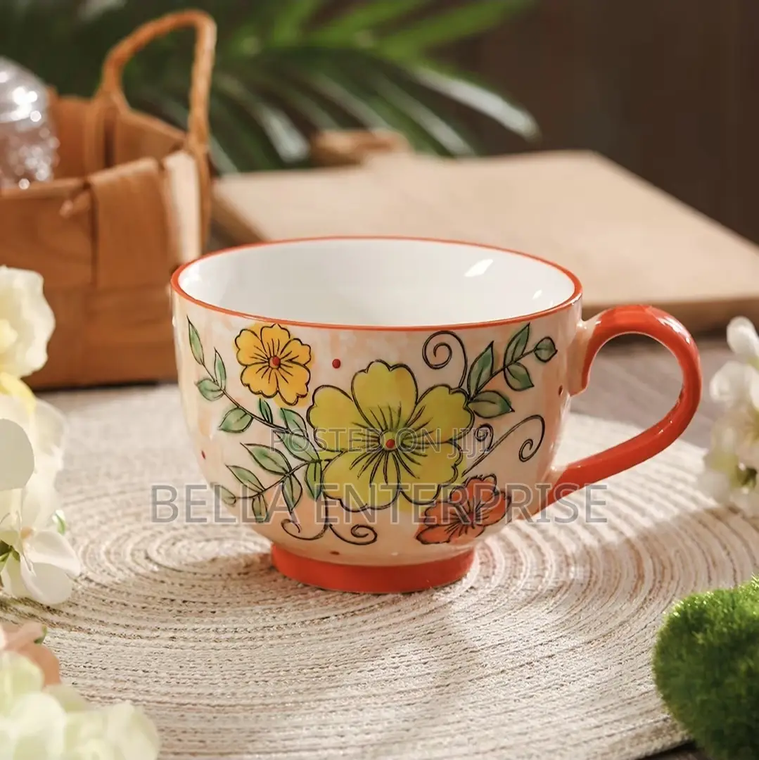 Hand Painted Embossed Flower Mugs at 700 Per Pc