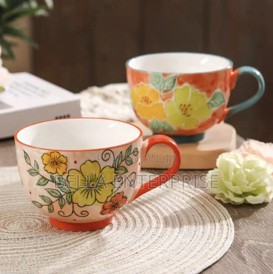Hand Painted Embossed Flower Mugs at 700 Per Pc