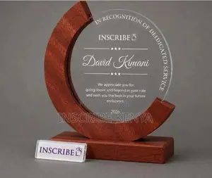 Wooden Round Crystal Glass Trophy Award