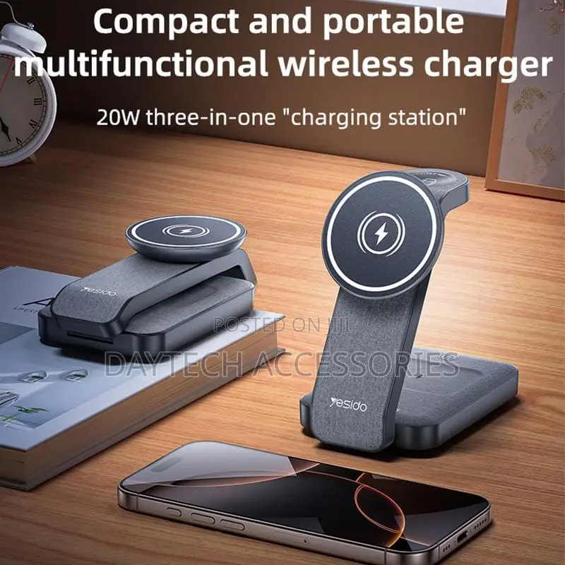 Yesido Ds26 15w 3-in-1 Magnetic Wireless Charging Station.