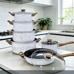 12 Pieces Non Stick Cooking Pots (With Wooden Handles)