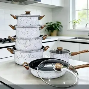 12 Pieces Non Stick Cooking Pots (With Wooden Handles)