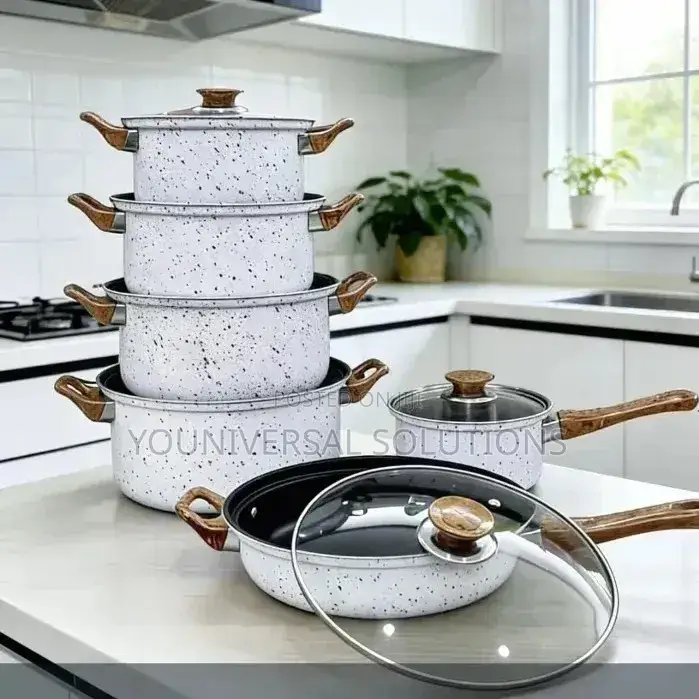12 Pieces Non Stick Cooking Pots (With Wooden Handles)