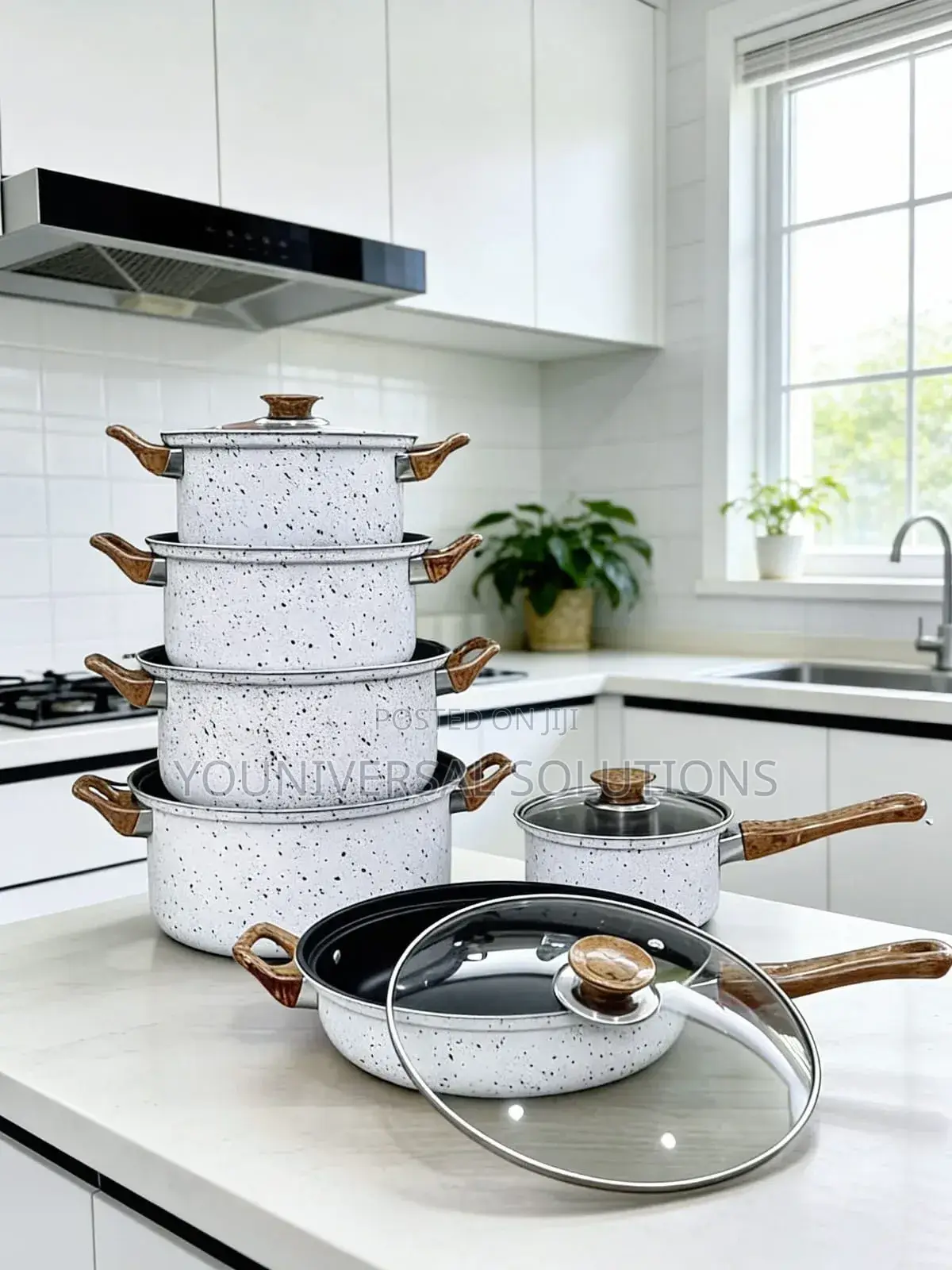 12 Pieces Non Stick Cooking Pots (With Wooden Handles)