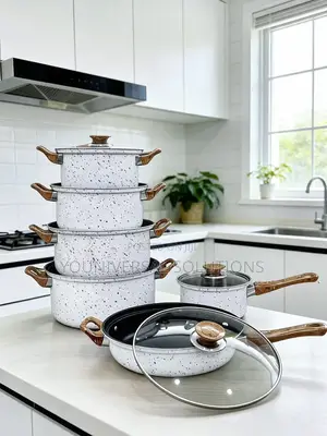 12 Pieces Non Stick Cooking Pots (With Wooden Handles)