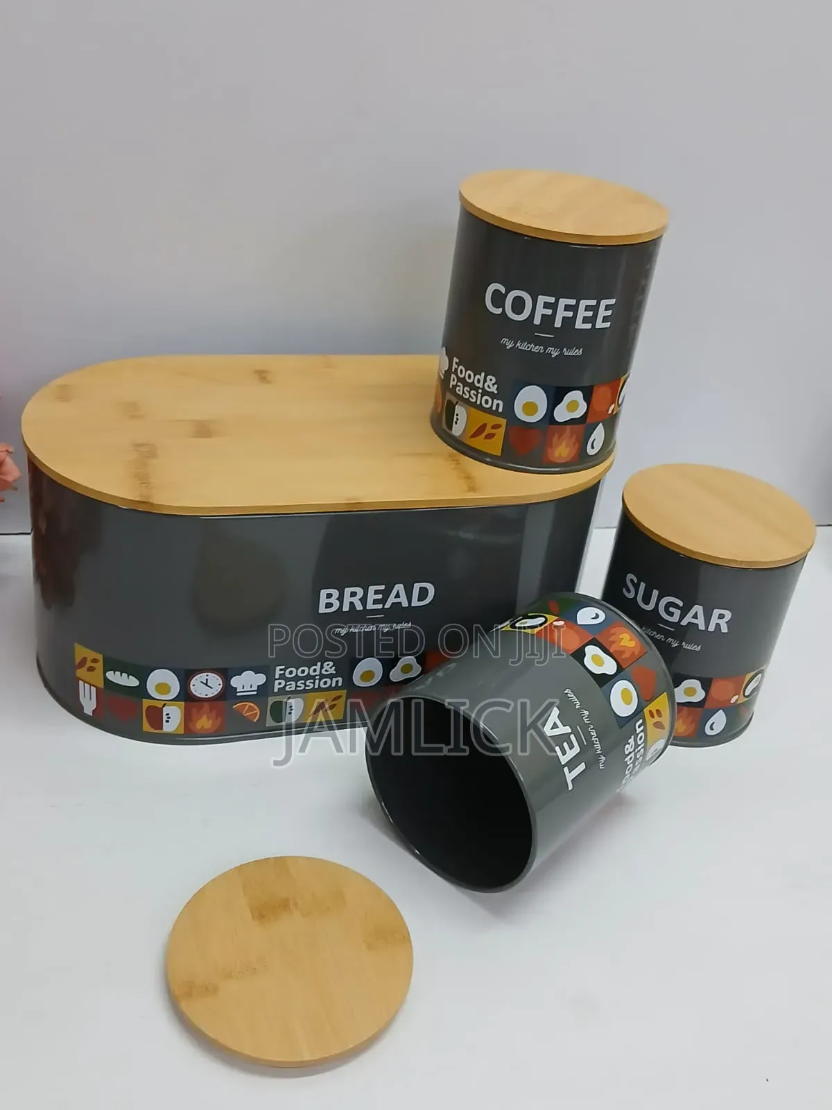 Unique Elegant Bread Storage Bin + 3pcs Canisters Set - Bz