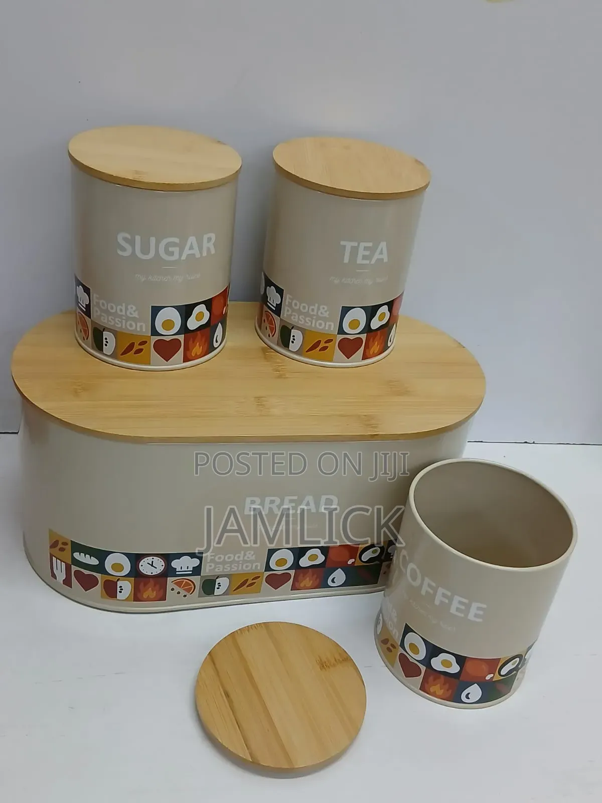 Unique Elegant Bread Storage Bin + 3pcs Canisters Set - Bz