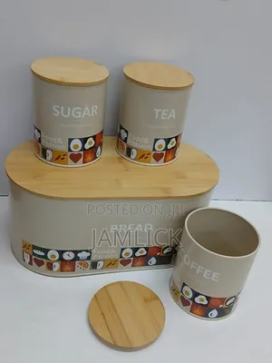 Unique Elegant Bread Storage Bin + 3pcs Canisters Set - Bz