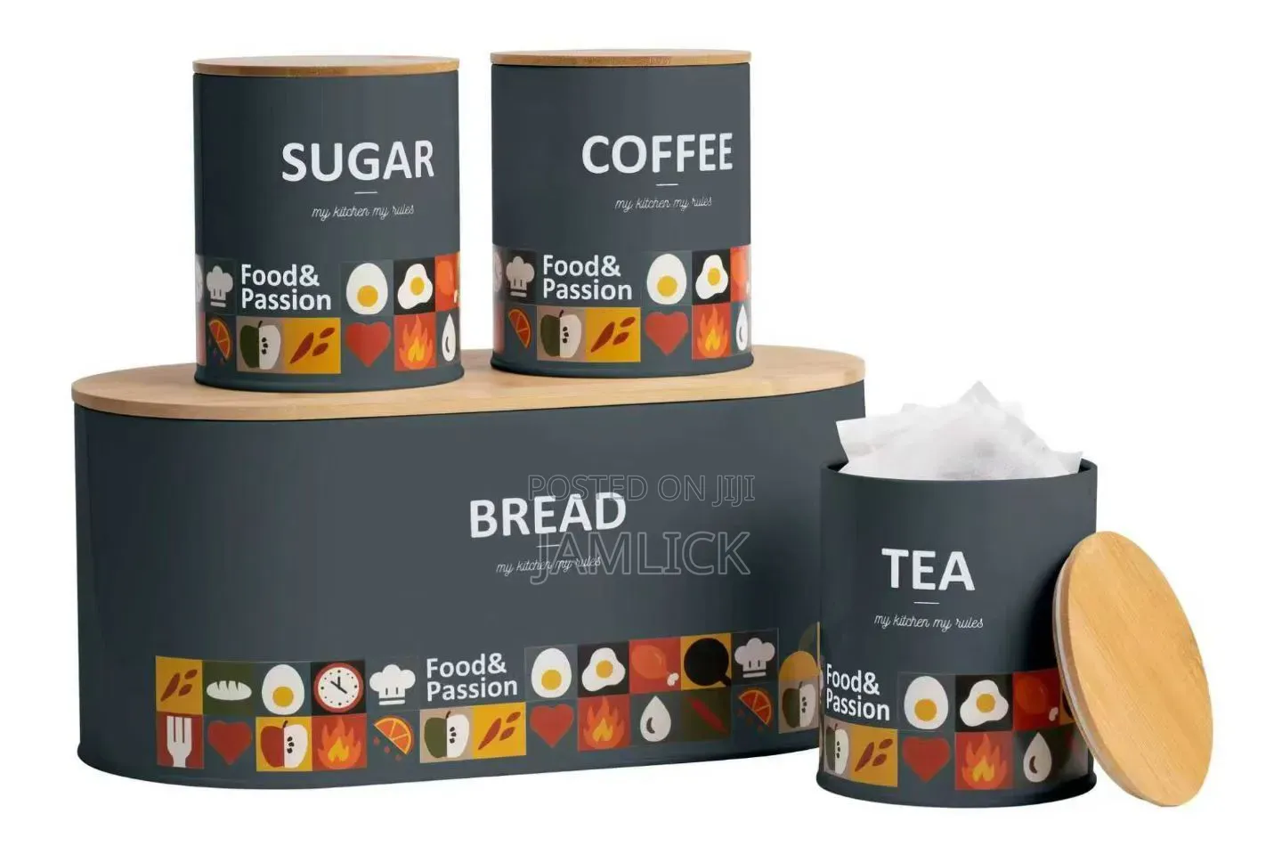 Unique Elegant Bread Storage Bin + 3pcs Canisters Set - Bz